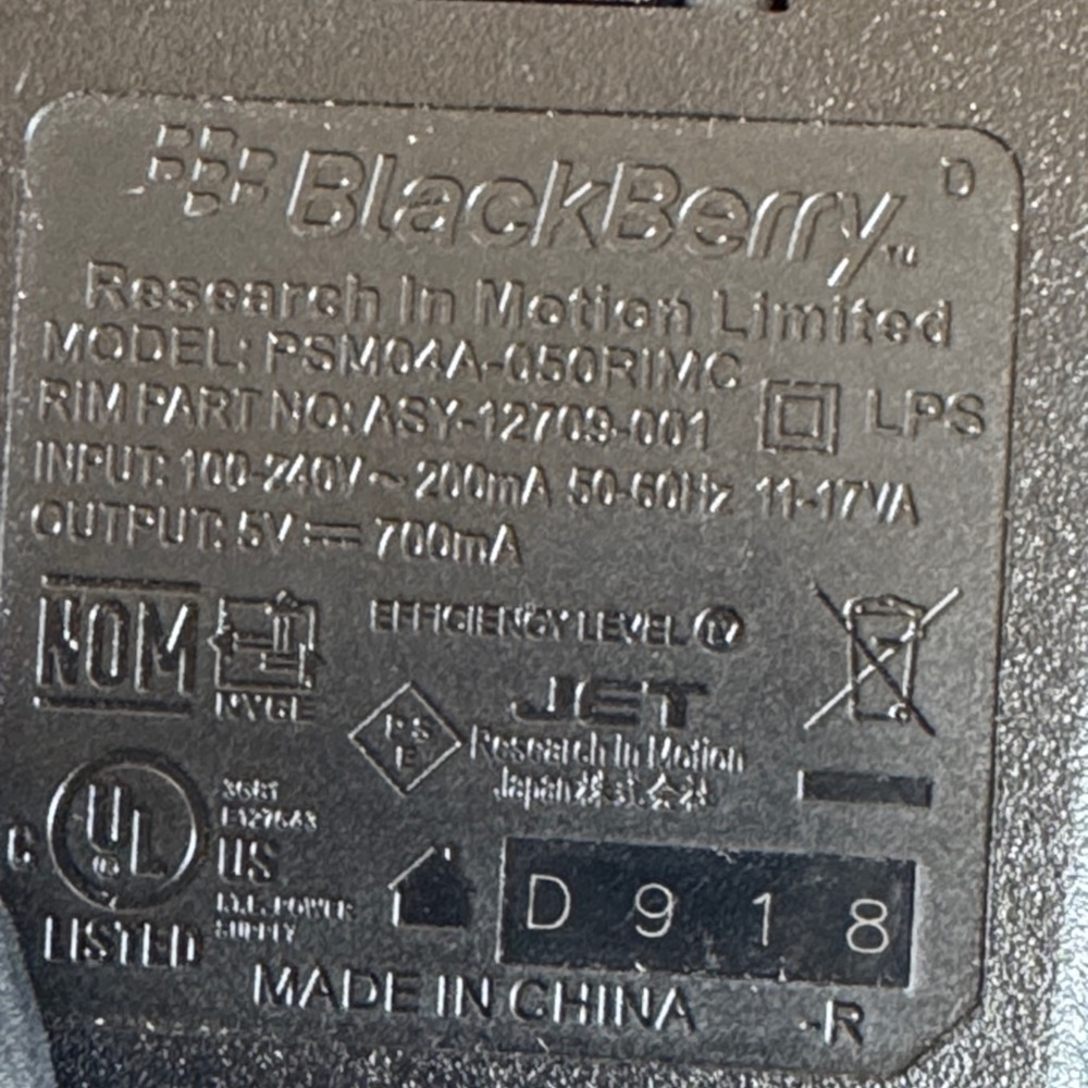 BlackBerry Cell Phone Power Adapter plug charger